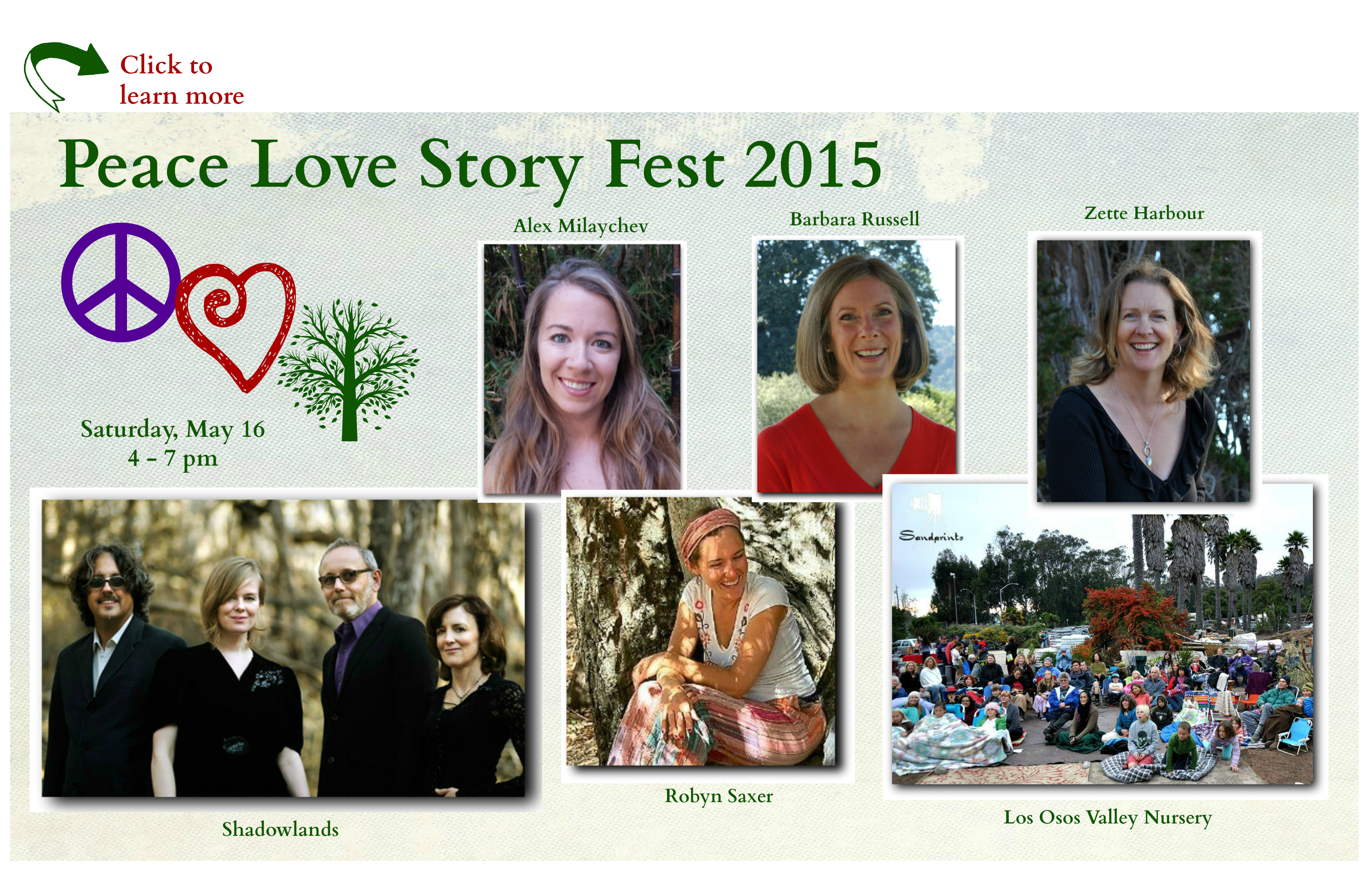 Peace Love Story Fest 2015 storytellers and musicians